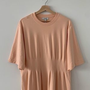 COS peach gathered dress